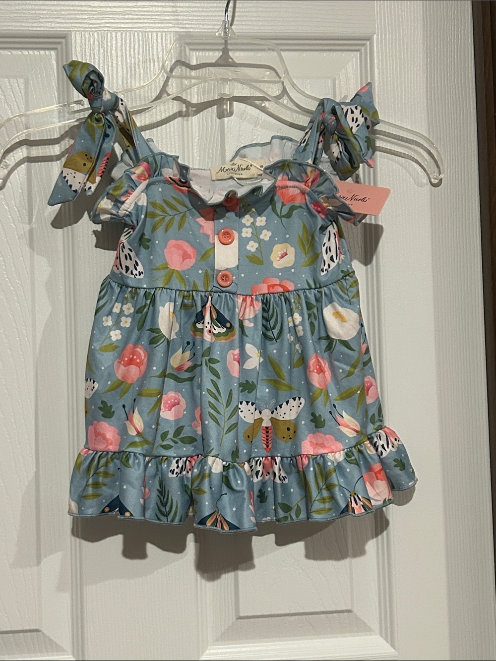 Light Blue Floral Tie-Shoulder Tank for Girls by Marie Chantal
